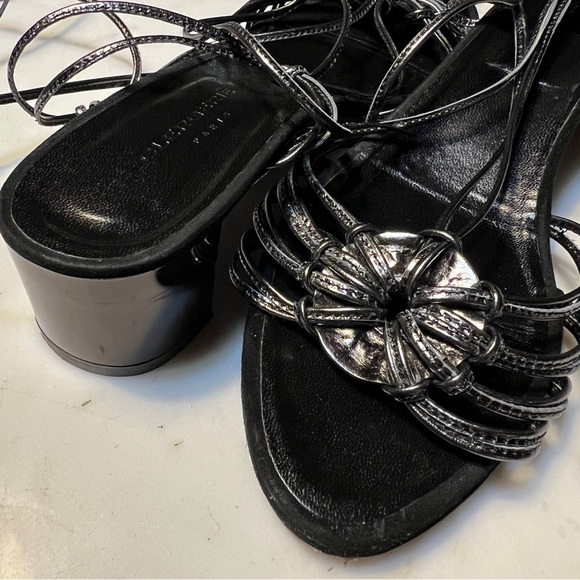 Robert Clergerie Paris Strappy Sandal 1 3/4” Heel Size 10.5B Metallic Blk/Gray - Picture 7 of 13